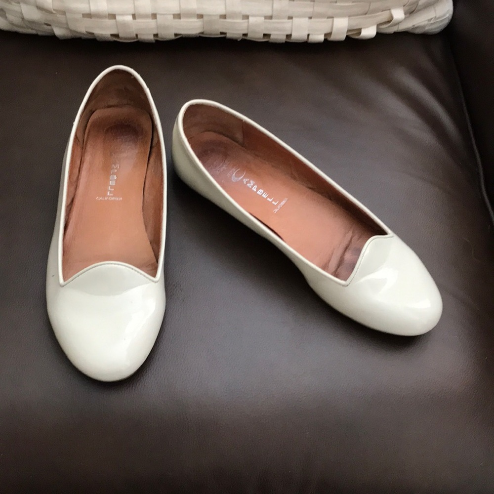 Creme patent ballet flats